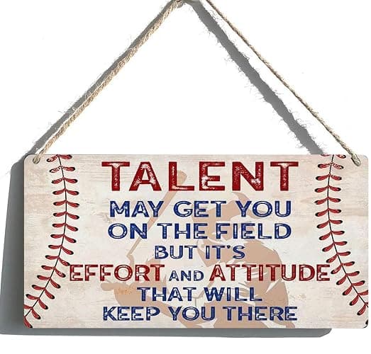 Baseball Room Decor Gifts for Boys 8-12 - Baseball Posters for Boys Bedroom Decorations - Vintage Baseball Sign Sports Decor - Baseball Wall Art Wooden Signs with Motivational Quotes (6x12 Inch) - Image 1