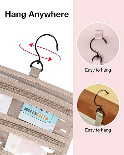 BAGSMART Toiletry Bag Hanging Travel Makeup Organizer with TSA Approved Transparent Cosmetic Bag Makeup Bag for Full Sized Toiletries, Large-Purple thumbnail 6