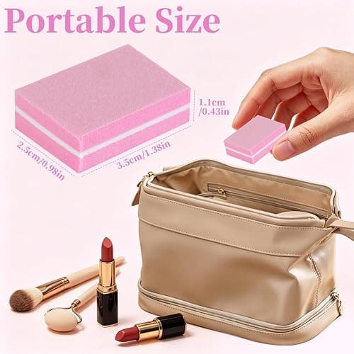 UUDYIGE Mini Nail Buffer Block: 45 Pack 100/180 Grit Sponge Files Pink | Acrylic, Gel and Natural Nails, Shape, Smooth and Prep Surfaces for Home, Salon and Travel Manicures thumbnail 2