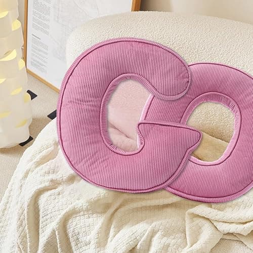 Pink Letter Plush Pillow, Letter Hugging Throw Pillows, Decorative Corduroy Initial Letter Shaped Throw Pillows, Letter Pillows English Alphabet A to Z for Sofa Bedroom Living Room Decor (L) thumbnail 7