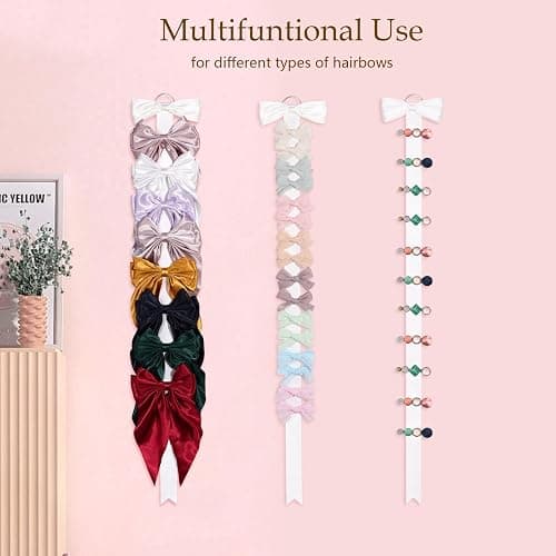 3 PCS Bow Holder for Girls Hair Bows, Ribbon Hair Clip Oraganizer Hair Barrettes Storage for Women,Wall Hanging Alligator Clip Hair Accessories Organizer Bedroom College Dorm Decor (White) thumbnail 6