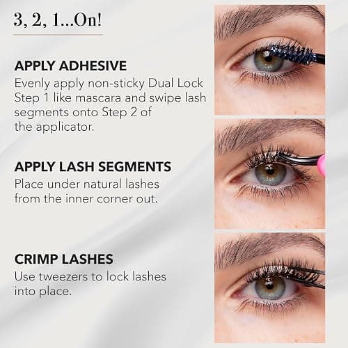 Pro Lash SoftWear Mini Lash Clusters Kit - Seamless, Lightweight Lashes - 7-Day Cluster Eyelash Extensions - False Eyelashes Plus Adhesive and Tweezers - Classic Cat Eye No. 08 Black thumbnail 5