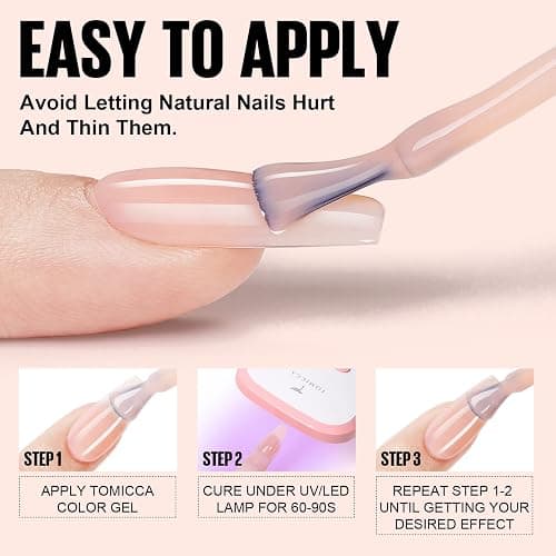 TOMICCA Gel Nail Polish Translucent Jelly Soak-Off Polish for Home French Manicure 15ML, Pink, White thumbnail 5
