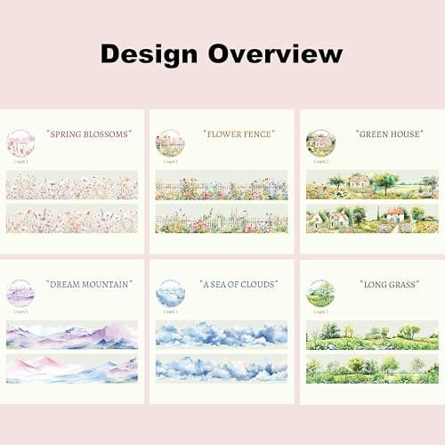 MiyouLuna 6 Rolls Transparent PET Tape Set, Nature Landscape Decorative Stickers for Scrapbooking, Journaling, DIY Crafts, Waterproof Craft Supplies with Decorative Clip thumbnail 4