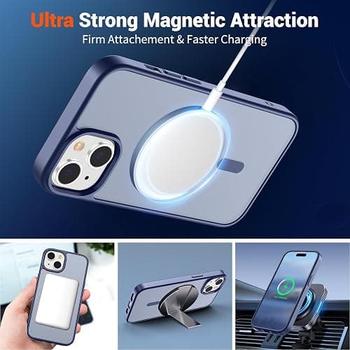 SUPFINE Magnetic for iPhone 15 Case (Compatible with MagSafe) (Military Grade Drop Protection) Slim Translucent Matte Shockproof with Anti-Fingerprint Phone Case, Lavender Gray thumbnail 5