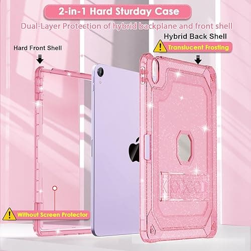 ZoneFoker for iPad Air M3 13 Inch Case 2025, for iPad Air M2 13-inch 6th Gen 2024 Glitter Slim Cover with Pencil Holder Heavy Duty Shockproof Hard Protective Case with Kickstand for Kids, Pink - for iPad Air 13" - #02 Pink Glitter thumbnail 3