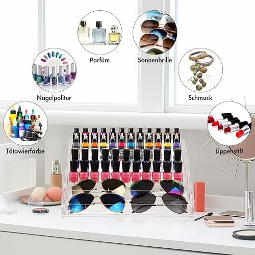 AusDaur Nagellack Aufbewahrung Organizer Regal 6-Tier Klar Farbständer Halter für Miniaturfarben Gel-Nagellack ätherischen Ölen und Sonnenbrille erfüllt Künstler und Schönheitsbedürfnisse thumbnail 4
