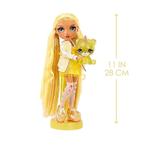 Rainbow High Sunny, Yellow with Slime Kit & Pet, Blonde 11" Shimmer Posable Fashion Doll with DIY Sparkle Slime, Magical Yeti Pet, Fun Play Accessories. Great Toy Gift for Girls Kids Ages 4-12 Years thumbnail 4