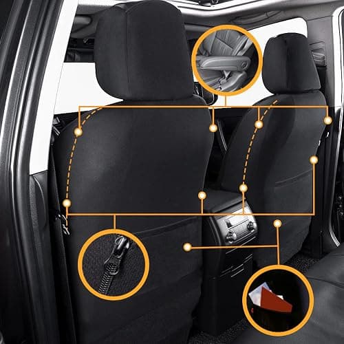 Flying Banner Universal Carbon Fibre Leather Car Seat Covers Airbag Compatible Seat Protector (Full Set, Black) thumbnail 8