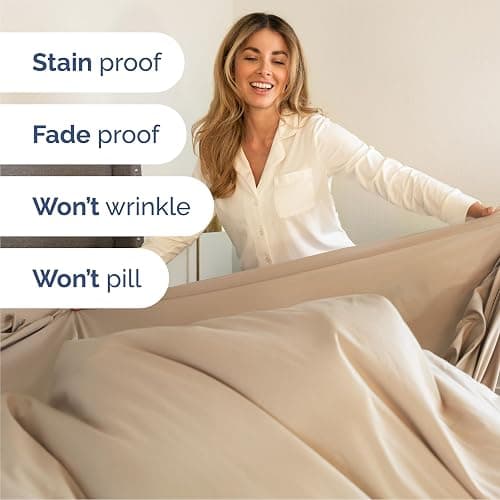 Queen Size 4 Piece Sheet Set - Comfy Breathable & Cooling Bed Sheets Set - Hotel Luxury Bedding for Women, Men, Kids, Teens, Boys & Girls - Deep Pockets, Ultra-Soft, Wrinkle Free - Oeko-Tex - Cream thumbnail 5