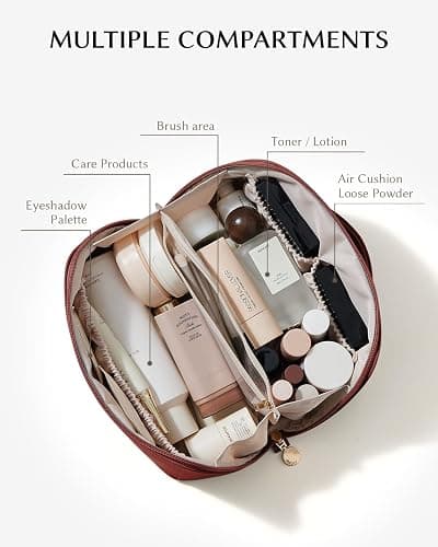EACHY Travel Makeup Bag,Large Capacity Cosmetic Bags for Women,Waterproof Portable Pouch Open Flat Toiletry Bag Pattern Makeup Bag thumbnail 2