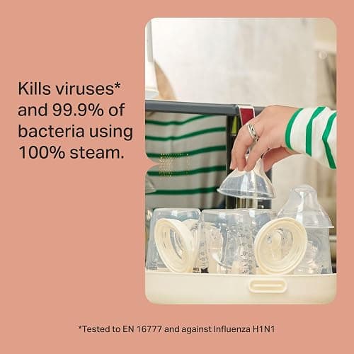Tommee Tippee Microsteri Microwave Steam Steriliser for Baby Bottles and Accessories, Kills Viruses and 99.9 Percent of Bacteria, 4-Minute Sterilisation Cycle - Microwave Steriliser - Single thumbnail 2