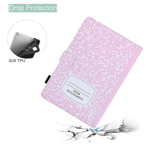BYCeKe A16 Case for iPad 10th Generation 10.9 inch 2022,for iPad A16 11th Generation 11 Inch 2025,for Pad 10th Gen Cute PU Leather Cover&Pen Holder and Stand for Kids,Girl,Women,Pink Composition Book thumbnail 4