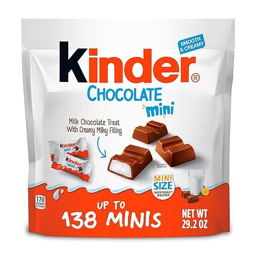 Kinder Chocolate Mini, 29.2 oz Bulk Pack, Up to 138 Minis, Milk Chocolate Bar with Creamy Milky Filling, Individually Wrapped Candy - Full Size