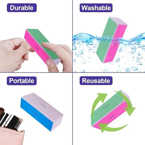 4 Way Nail Buffer Block (4 Pcs), Nail Shine Buffers Blocks Files for Natural and Acrylic Nails Smoother Buffing Block Polisher Fingernail File Buffer 120/240/600/3000 Grit for Buffing Shinning thumbnail 4