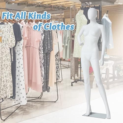6 FT Female Mannequin Dress Form Display - Manikin Torso Stand Realistic Full Body Mannequin for Retail Clothing Shops, Halloween Christmas Cosplay, White (No.2) thumbnail 6