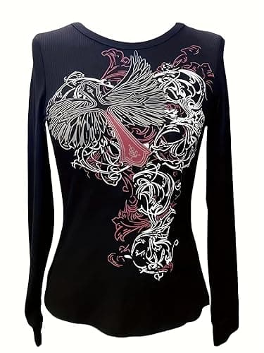 Women Vintage Y2K Graphic Sweatshirt Grunge Punk Gothic Slim Fit Long Sleeve Crop Top Sexy Autumn Streetwear thumbnail 5