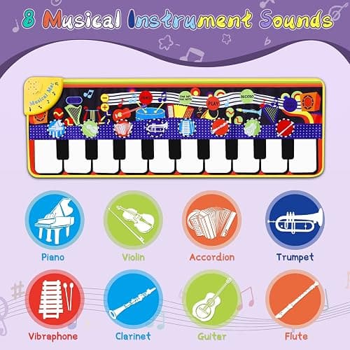 Musical Piano Mat for Toddlers - 28 Music Sounds Floor Piano Keyboard Dance Playmat - Toy & Gift for Kids 1-5 Years Old Boys Girls thumbnail 3