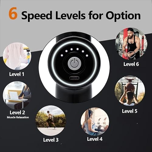 Fnggd Massage Gun, Quiet Operation Massager, Massager with 4 Heads, 460g Mini Massage Gun with 6 Speeds - Black thumbnail 3