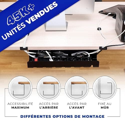 HOMEPROTEK Chemin de Cable Management Bureau pour Une Gestion de câbles ordonnée - Goulotte Passe Cable Bureau Durable - Kit Câble Management Haute Qualité avec Installation Facile (x2 Noir) thumbnail 5