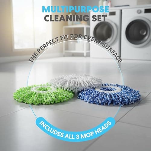Simpli-Magic 79349 Spin Mop Cleaning System with 3 Microfiber Mop Heads, Red/GRAY,Red/Black thumbnail 4