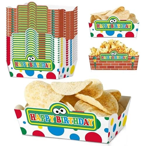 Zliisang 24 Pcs Cartoon Friends Party Supplies Green Blue Red Paper Food Trays Disposable Serving Tray Nacho Trays Food Boats for Cartoon Birthday Decorations - Image 1