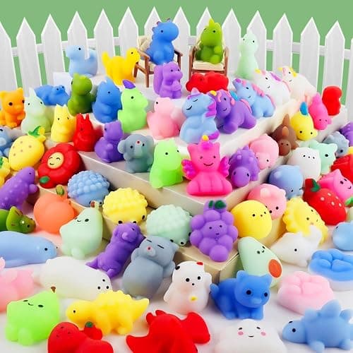 Pack of 60 Squishy, Kawaii Squeeze Toy, Anti-Stress Toy with Different Animal Motifs, Mochi Squishy, Fidget Toys, Give Aways Children's Birthday, Mochi, Squishy, Squeeze Toy (Random) - Image 1