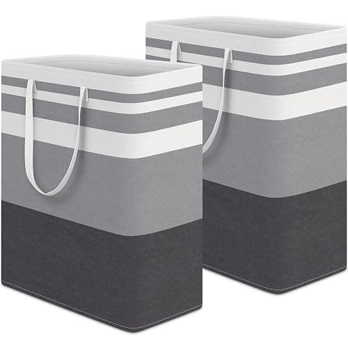 HomeHacks 2-Pack Large Laundry Basket, Waterproof, Freestanding Laundry Hamper, Collapsible Tall Clothes Hamper with Extended Handles for Clothes in The Dorm and Family Gradient Grey, 125L - Image 1