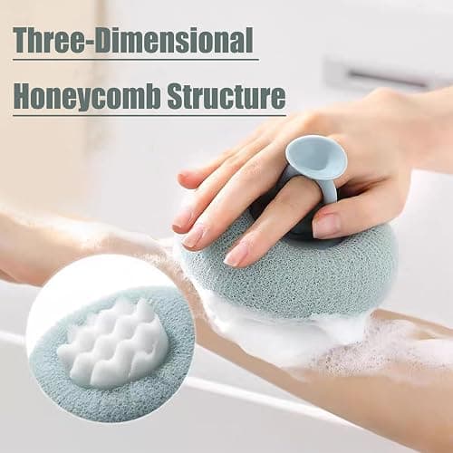 Super Soft Sunflower Suction Cup Bath Ball, New Upgraded 2-in-1 Sunflower Ball Exfoliating Bath Sponge Cleaning Brush, Mesh Shower Body Sponge Accessories for Women, Men(Cyan+Pink+Purple) thumbnail 5