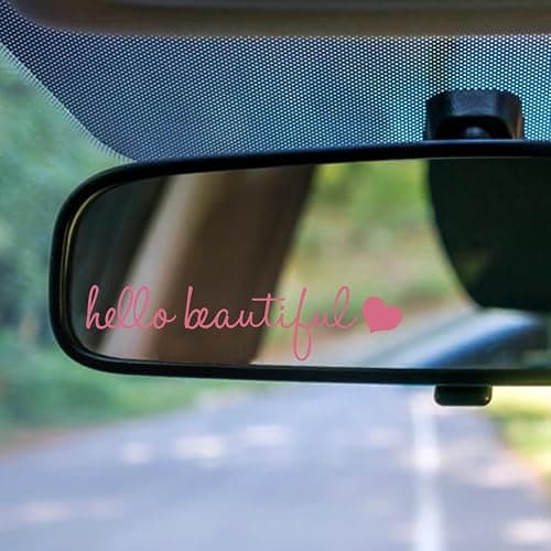 NEXIHOO 3x Hello Beautiful Pink Car Mirror Decals, Vinyl Stickers for Women, Vanity Mirror Stickers, Girl Car Decals, Car Window Decal, Self Affirmations Decal thumbnail 8