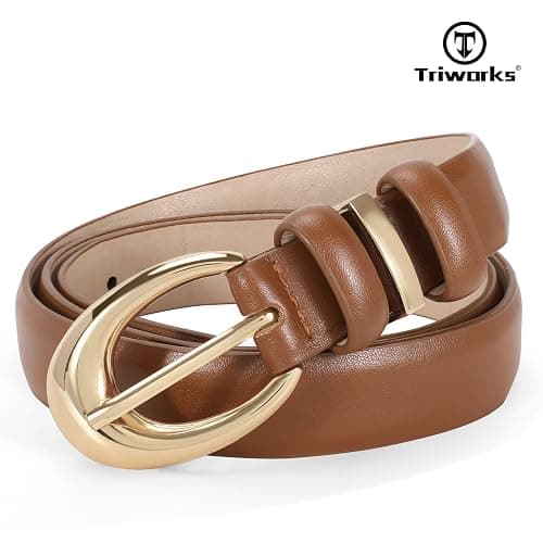 TRIWORKS 3 Pack Women Leather Belt for Jeans Pants Fashion Ladies Faux Leather Belt with Gold Buckle thumbnail 5
