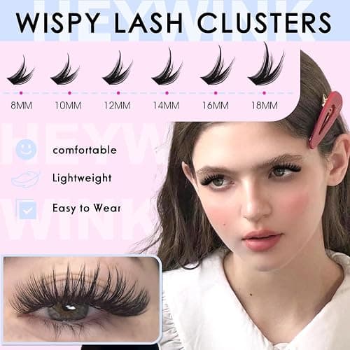 Lash Clusters Kit Wispy Lash Clusters Kit Cluster Eyelash Extensions 8-18mm Lash Extension Kit Eyelash Cluster Eyelash Extensions Clusters with Soft Thin Band Waterproof DIY Individual Lashes thumbnail 3
