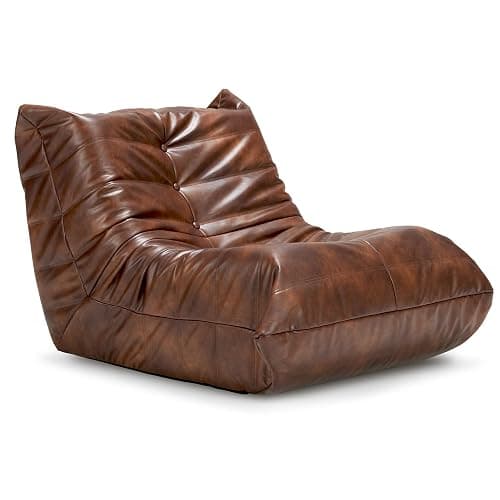 Hobestluk Giant Bean Bag Chair Lazy Floor Sofa, Memory Foam Fireside Sofa for Adults, Big Beanbag Faux Leather Armless Chair for Living Room Bedroom Dorm Office (Brown, Single) thumbnail 9