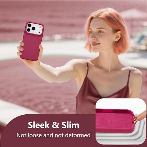 UCASONG Magnetic for iPhone 17 Pro Case 6.3", Premium Liquid Silicone Case,[Compatible with Magsafe][Soft Anti-Scratch Microfiber Lining],Slim Thin Shockproof Phone Cover-Red thumbnail 8