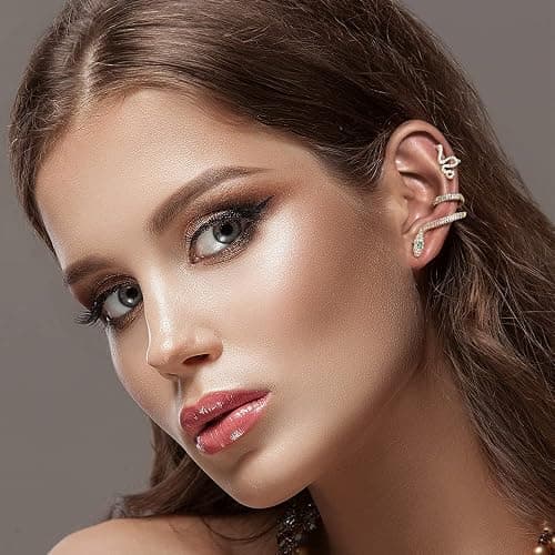 35 PCS Gold Silver Adjustable Ear Cuffs Earrings for Women Non-Piercing Cartilage Clip on Earrings Wrap Ear Jewelry Set,Punk Snake Butterfly Claw Stud Earrings for Women Gift thumbnail 2