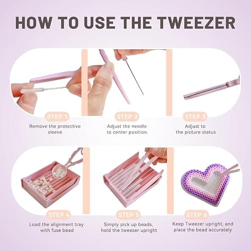 Kculswin 5mm Fuse Bead Single Needle Tweezer & Aligner Tray Kit, Efficient Iron Bead Sorting Tools with Effortless Beads Recovery for Experienced Enthusiasts (for Adult) thumbnail 6