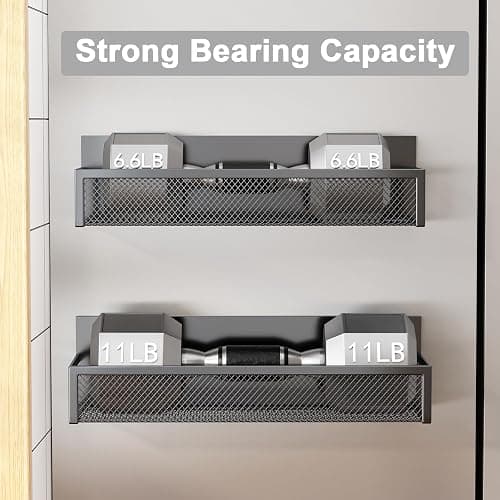 Aufworld Porte-épices magnétique pour réfrigérateur - Lot de 2 étagères magnétiques, organisateur frigo avec 4 crochets amovibles, étagère magnétique pour rangement et organisation de cuisine(2 PACK) thumbnail 3