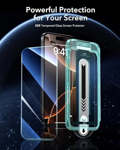 ESR 3 Pack for iPhone 16 Pro Max Screen Protector, [9H Hardness] [Military Grade Shatterproof] Tempered Glass Film with Flawless Fit Tray, HD Clear, Scratch Resistant thumbnail 2