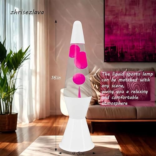 zhrisezlava 16 Inch Liquid Motion Lamp, Transparent Magma Motion Lamps with Pink Wax, Relaxing Night Light Home Decor for Contemplation, Suitable for Living Room Bedroom Office thumbnail 2