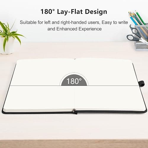 RETTACY Blank Journal Notebook, 192 Pages, A5 Medium Size (5.7'' x 8.3'') | Leather Hardcover, 100 GSM Thick Paper, for Sketching, Drawing, Painting (Black) thumbnail 6