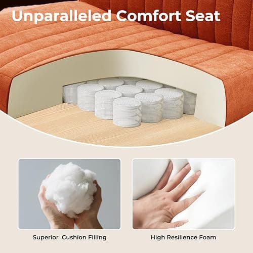 shipborne Convertible Base Criss Cross Chair with Pocket Springs & Thicker and Wider Cushions, Armless Legged Office Chair Relieves Back Pain, Swivel Vanity Chair for Living Room/Office, (Orange) thumbnail 7