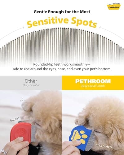 PETHROOM Professional Eye Comb for Pets | Stainless Steel Tear Stain Remover for Cats & Dogs | Gentle Round-Head Grooming Tool | Compact & Portable for Eye Gunk Removal thumbnail 4