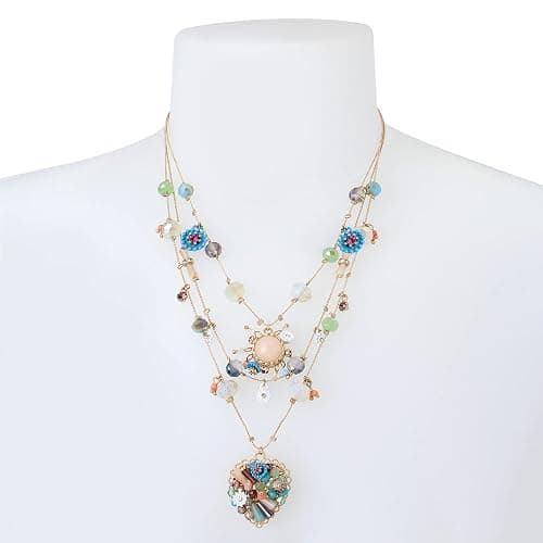 Betsey Johnson Womens Butterfly Charms Layered Necklace thumbnail 2