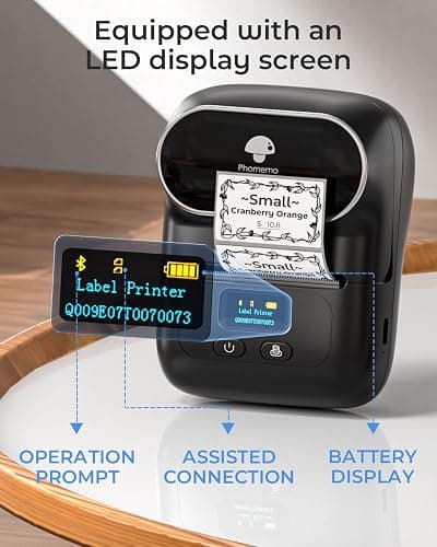 Phomemo M110 cordless Label Makers - Barcode Label Printer Bluetooth Label Maker Portable Thermal Printer for Small Business, Address, Barcode, Logo, Clothing, Sticker Printers for Phone & PC, Black thumbnail 9