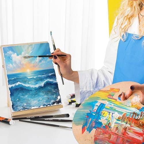 LEYEMO Canvas & Easel Set for Painting, 6 Pack Paint Canvases and 1 Tabeltop Easel, Idea Art Supplies kit for Oil & Acrylic thumbnail 2