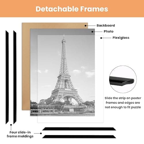 upsimples 24x36 Poster Frame Black 3 Pack, Scratch-Proof Picture Frames 24 x 36 for Photo Gallery - Slide-In Strips, Horizontal or Vertical Wall Mounting thumbnail 6