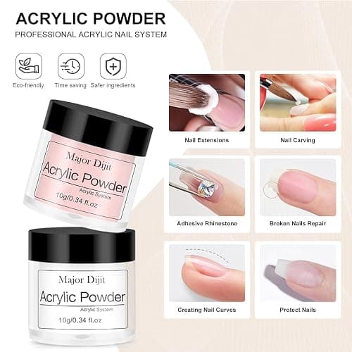 Acrylic Nail Kit Starter Set Acrylic Powder with Nail Drill U V Light Professional Tools with Decoration Everything for Beginners Home Salon Gifts (Clear/White/Nude) thumbnail 7