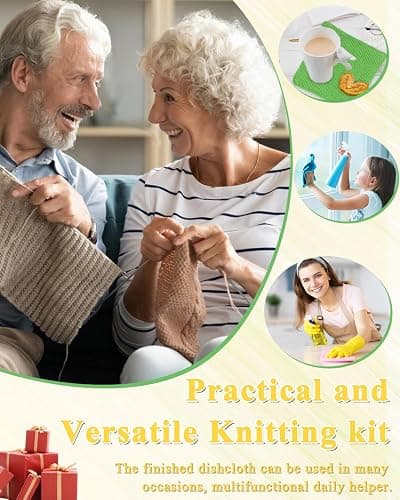 Aeelike Knitting Kit for Beginners, Complete Beginner Knitting Kit Easy Knitting Set Including Knitting Needles Set Cotton Yarn, Learn to Knit Dishcloth with Step-by-Step Instructions, Colorful thumbnail 5
