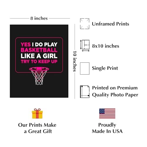 AMERICAN LUXURY GIFTS Funny Basketball Quotes - Sarcastic Typography Wall Art - Girls Bedroom & Gym Decor - 8x10 Unframed Print thumbnail 2