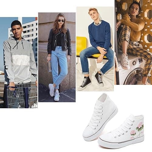 hash bubbie High Top Sneakers for Women Classic High Tops Canvas Shoes Lace up Women's Fashion Sneaker thumbnail 5